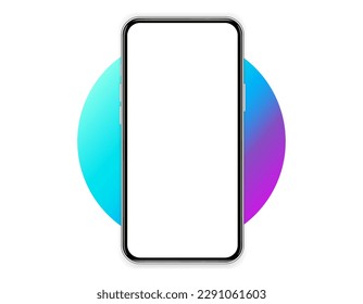 3D realistic high quality smartphone mockup with isolated background. Smart phone mockup collection. Device front view. 3D mobile phone with shadow on white background.