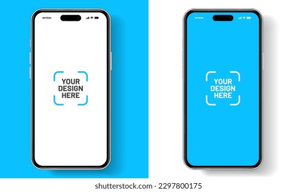 3D realistic high quality smartphone mockup with isolated background. Smart phone mockup collection. Device front view. 3D mobile phone with shadow on white background.