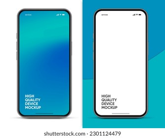 Modelación de smartphone 3D realista de alta calidad con un fondo aislado. Colección de simulación de teléfonos inteligentes. Vista frontal del dispositivo. Teléfono móvil 3D con sombra sobre fondo blanco.