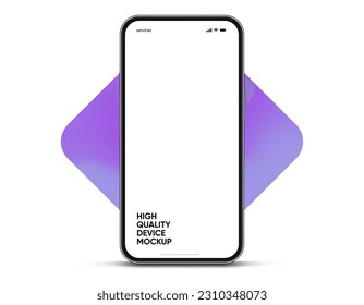 3D realistic high quality smartphone mockup with isolated background. Smart phone mockup collection. Device front view. 3D mobile phone with shadow on white background.