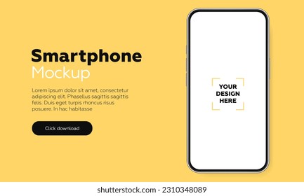 3D realistic high quality smartphone mockup with isolated background. Smart phone mockup collection. Device front view. 3D mobile phone with shadow on white background.