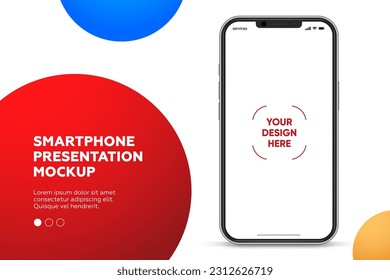 3D realistic high quality smartphone mockup with isolated background. Smart phone mockup collection. Device front view. 3D mobile phone with shadow on white background.