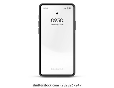 3D realistic high quality smartphone mockup with isolated background. Smart phone mockup collection. Device front view. 3D mobile phone with shadow on white background.