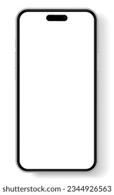 3D realistic high quality smartphone mockup with isolated background. Smart phone mockup collection. Device front view. 3D mobile phone with shadow on white background.