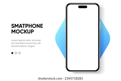 Modelación de smartphone 3D realista de alta calidad con un fondo aislado. Colección de simulación de teléfonos inteligentes. Vista frontal del dispositivo. Teléfono móvil 3D con sombra sobre fondo blanco.