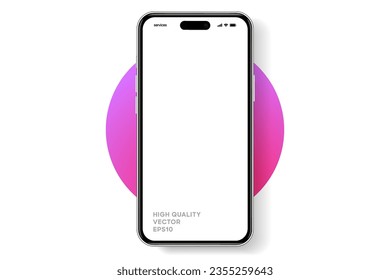 3D realistic high quality smartphone mockup with isolated background. Smart phone mockup collection. Device front view. 3D mobile phone with shadow on white background.