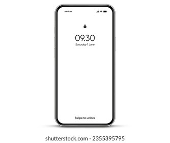 3D realistic high quality smartphone mockup with isolated background. Smart phone mockup collection. Device front view. 3D mobile phone with shadow on white background.