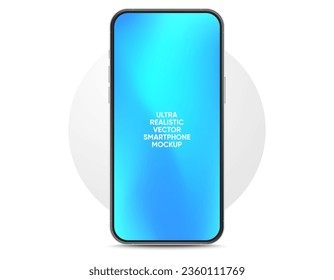 3D realistic high quality smartphone mockup with isolated background. Smart phone mockup collection. Device front view. 3D mobile phone with shadow on white background.