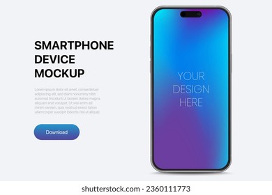 3D realistic high quality smartphone mockup with isolated background. Smart phone mockup collection. Device front view. 3D mobile phone with shadow on white background.