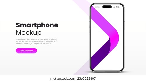 Modelación de smartphone 3D realista de alta calidad con un fondo aislado. Colección de simulación de teléfonos inteligentes. Vista frontal del dispositivo. Teléfono móvil 3D con sombra sobre fondo blanco.