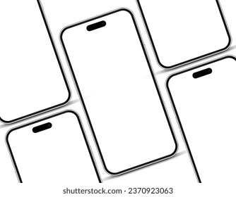 Modelación de smartphone 3D realista de alta calidad con un fondo aislado. Colección de simulación de teléfonos inteligentes. Vista frontal del dispositivo. Teléfono móvil 3D con sombra sobre fondo blanco.
