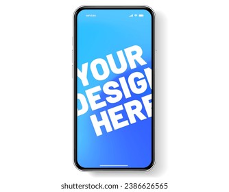 Modelación de smartphone 3D realista de alta calidad con un fondo aislado. Colección de simulación de teléfonos inteligentes. Vista frontal del dispositivo. Teléfono móvil 3D con sombra sobre fondo blanco.