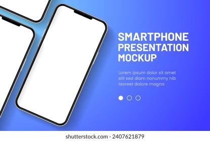 Modelación de smartphone 3D realista de alta calidad con un fondo aislado. Colección de simulación de teléfonos inteligentes. Vista frontal del dispositivo. Teléfono móvil 3D con sombra sobre fondo blanco.