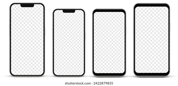 3D-realistisches, hochwertiges Smartphone mit einem isolierten Hintergrund. Smartphone-Kollektion prockup. Gerätevorderansicht. 3D-Handy mit Schatten auf weißem Hintergrund.