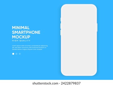 3D realistic high quality smartphone mockup with isolated background. Smart phone mockup collection. Device front view. 3D mobile phone with shadow on white background.
