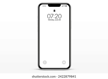 3D realistic high quality smartphone mockup with isolated background. Smart phone mockup collection. Device front view. 3D mobile phone with shadow on white background.