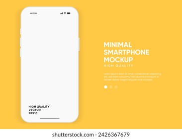 3D realistic high quality smartphone mockup with isolated background. Smart phone mockup collection. Device front view. 3D mobile phone with shadow on white background.