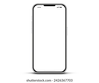 3D realistische hochwertige Smartphone Mockup mit isoliertem Hintergrund. Smartphone Mockup-Sammlung. Gerätevorderansicht. 3D-Handy mit Schatten auf weißem Hintergrund.