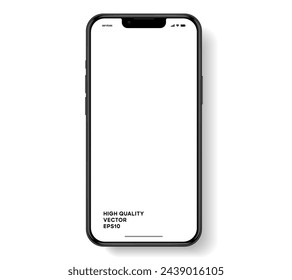 3D realistic high quality smartphone mockup with isolated background. Smart phone mockup collection. Device front view. 3D mobile phone with shadow on white background.