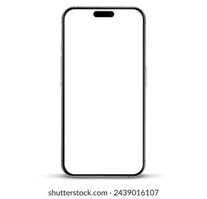 3D realistic high quality smartphone mockup with isolated background. Smart phone mockup collection. Device front view. 3D mobile phone with shadow on white background.