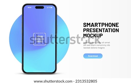 3D realistic high quality smartphone mockup with isolated background. Smart phone mockup collection. Device front view. 3D mobile phone with shadow on white background.