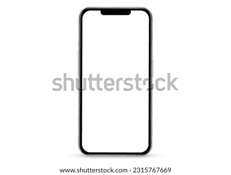 3D realistic high quality smartphone mockup with isolated background. Smart phone mockup collection. Device front view. 3D mobile phone with shadow on white background.
