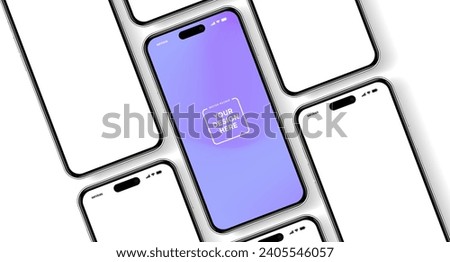 3D realistic high quality smartphone mockup with isolated background. Smart phone mockup collection. Device front view. 3D mobile phone with shadow on white background.