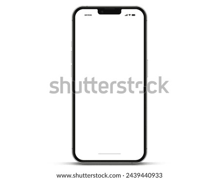 3D realistic high quality smartphone mockup with isolated background. Smart phone mockup collection. Device front view. 3D mobile phone with shadow on white background.