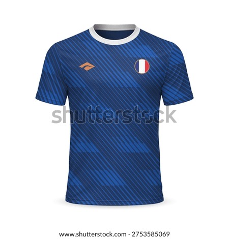 3d realistic home soccer jersey France national team, shirt template for football kit 2026