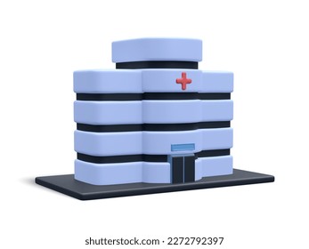 3d realistic hospital building isolated on white background. Healthcare design concept. Vector illustration