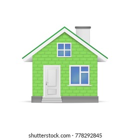 3D realistic house isolated on white background. Vector illustration. Esp 10.