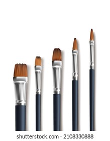 3d realistic icon. Art brushes for painting in different sizes. 