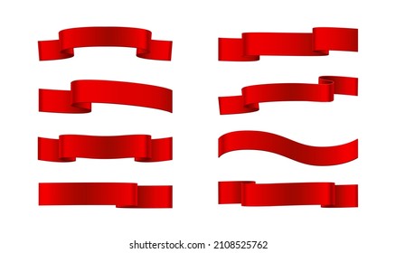 3.d icono realista. Colección de cintas de cinta roja. Aislado sobre fondo blanco.