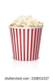 3d realistic icon. Popcorn stripped box. Isolated on white background.