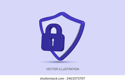 3d realistic icon purple cyber security concept vector design.vector icon 3d illustration