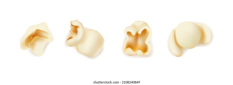 3d realistic icon set of different popcorn for movie nights in the cinema.
