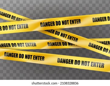 3d realistic icon. Yellow ribbon danger do not enter. Warning signs. svg