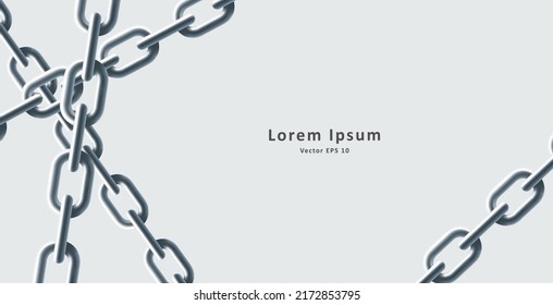 3d realistic illustration of chain, crossing lines, steel color