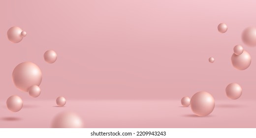 3d realistic illustration of pink ball horizontal background