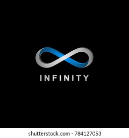 3D realistic infinity symbol, with blue and silver metallic logo.