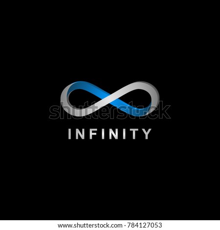 3D realistic infinity symbol, with blue and silver metallic logo.