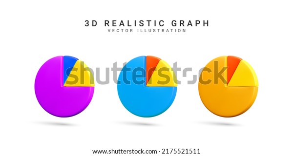 3D realistic Infographic is divided into\
parts. Chart pie infographic share.  Set of business graph  icon in\
cartoon style. Vector\
illustration