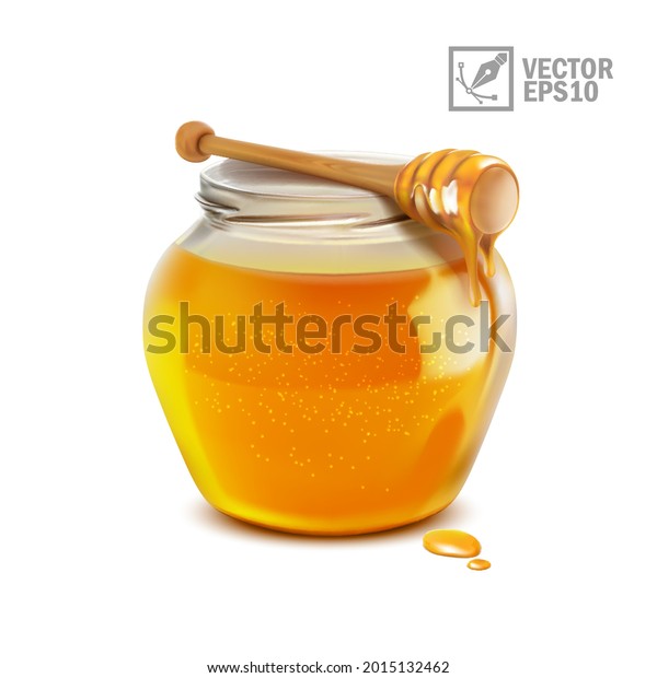 3d Realistic Isolated Vector Honey Jar Stock Vector (Royalty Free ...