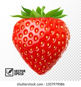 3D Realistic Isolated Vector Strawberry, Editable Handmade Mesh