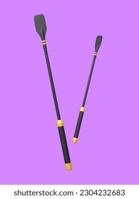 3d realistic jockey whips icon isolated on light background. Rider's knouts for controlling horse. Vector illustration