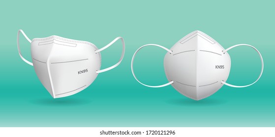 3D Realistic KN5 And N95 Medical Mask In Isolated Vector