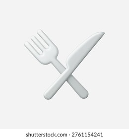 3d Realistic Knife and Fork icon vector illustration