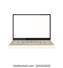 3d portátil realista con pantalla en blanco sobre fondo claro. Ilustración vectorial.