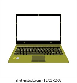 3d realistic laptop vector illustration in yellow and green color