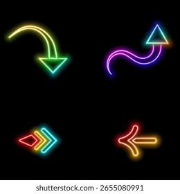 seta 3d realista esquerda e direita. neon style.right ilustração vetorial.